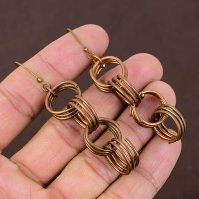 Natural Copper Handmade Wire Wrap Christmas Gift Jewelry Earring 2.95 z7M48