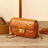 Genuine Leather Women's Bag 2025 New High-End Fashion Small Gold Ball Quilted Chain Top Layer Cowhide Single Shoulder Crossbody
