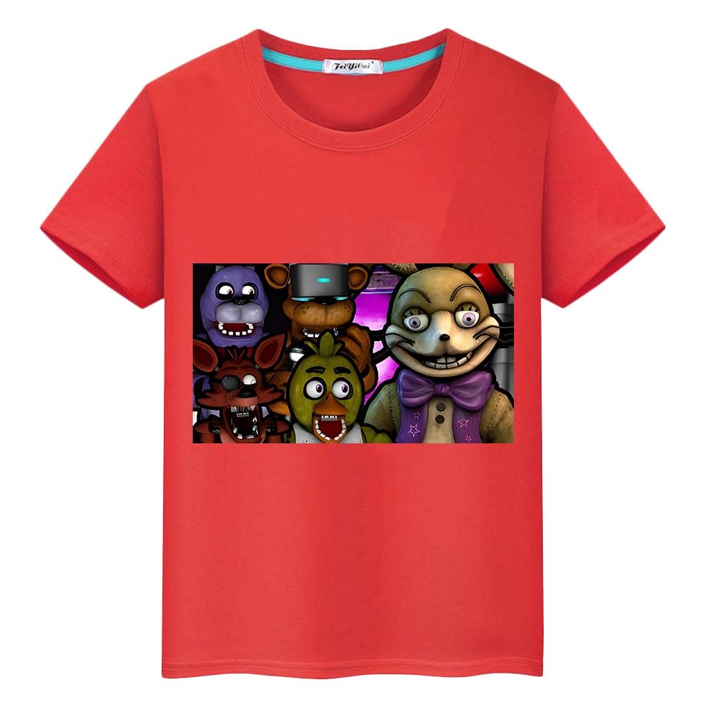 FNAF letni chłopiec koszulki anime drukuj krótkie Casual topy y2k jednoczęściowy niedźwiedź królik gra Kawaii 100% bawełniana koszulka ubrania dla dzieci dziewczyny