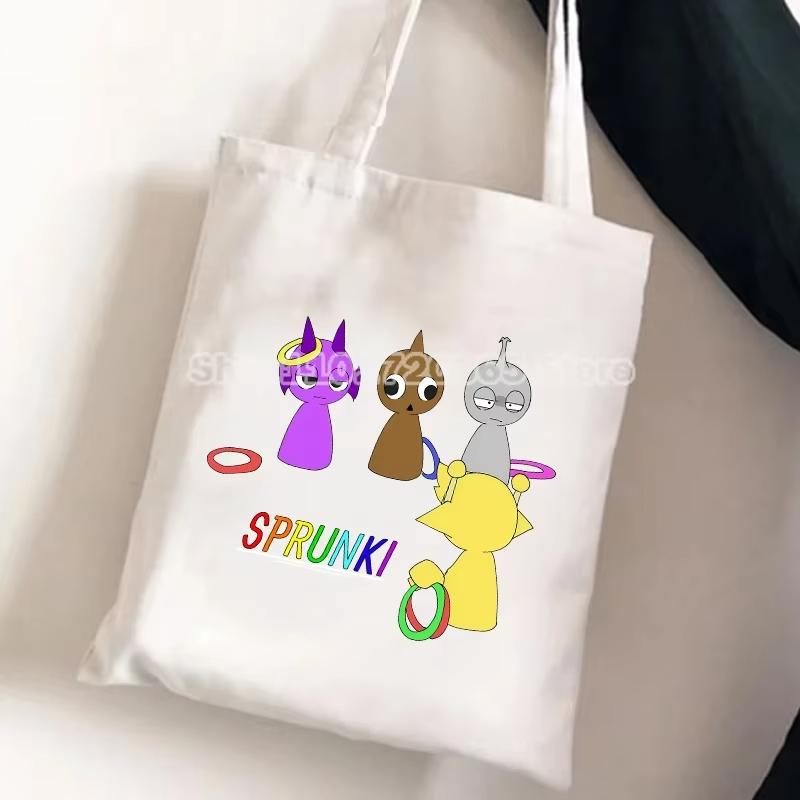

Cute Sprunki Incredibox Canvas Bag Cartoon Figure Printed Shoulder Tote Bags Shopping Reusable Storage Handbag Kids Adult Gift Poseable Articulated 35CMX45CM