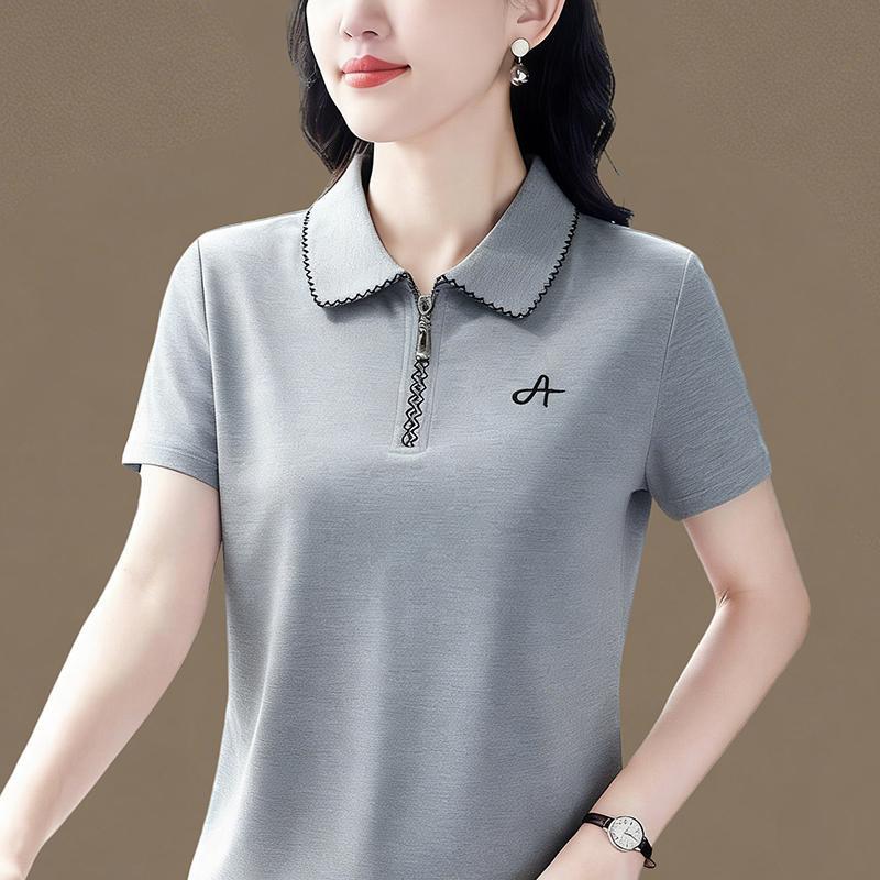 Women's 2026 Stylish Slimming Short-Sleeve Polo Top with Lapel