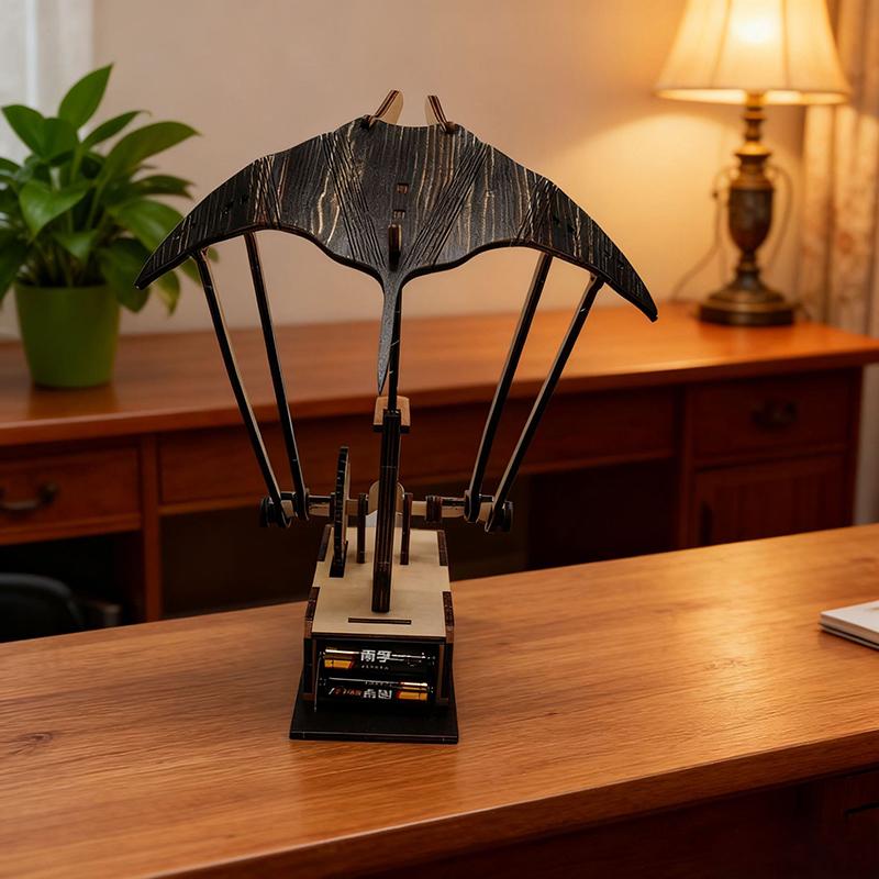 Enfeite Automato de Arraia Manta Elétrico de Madeira Com Movimento de Natação Realista Decoração Oceânica Para Mesa de Escritório Casa Presente