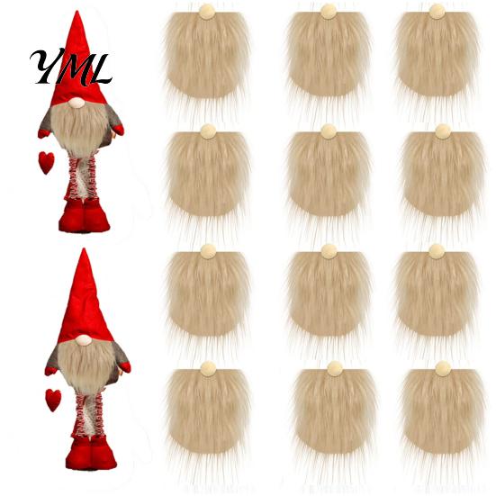 White Black Gnome Beards 12Pcs Beard And Nose Kit, DIY Christmas Craft Supplies with Faux Fur Fabric for Crafts Plush Wooden Ball Noses Doll