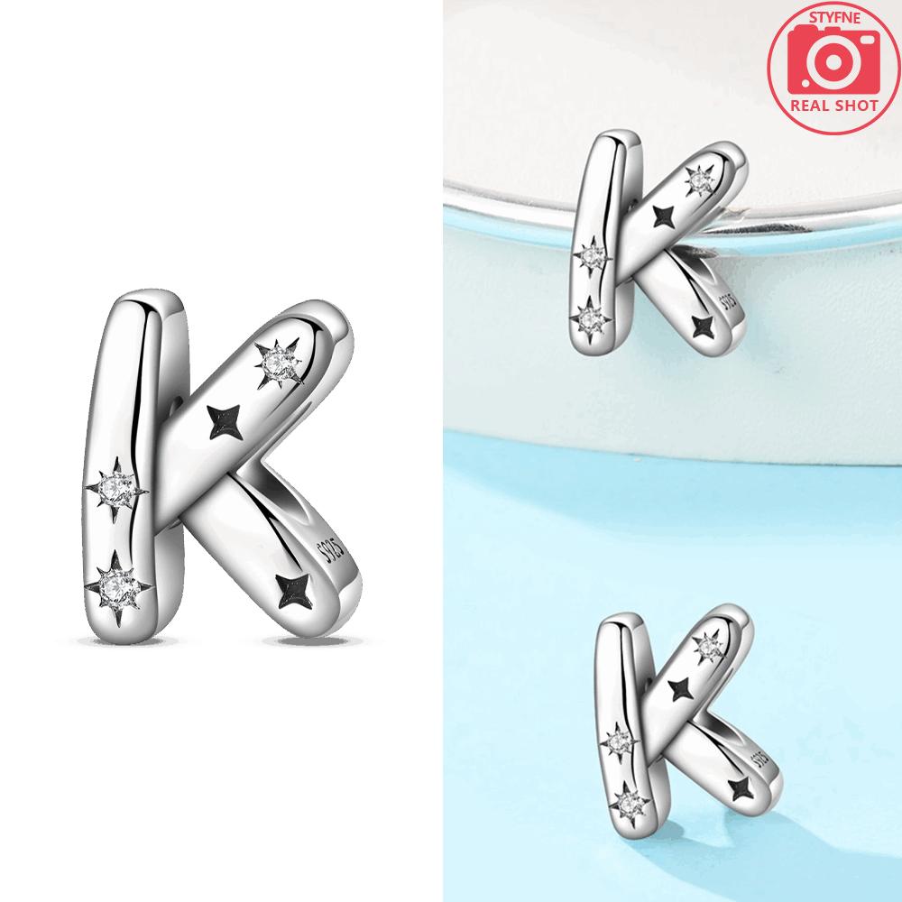 Letter Pendant Love White Zircon Stars Original Copper English Letters Beads Fit Bracelet Accessory Jewelry Gift Women Diy