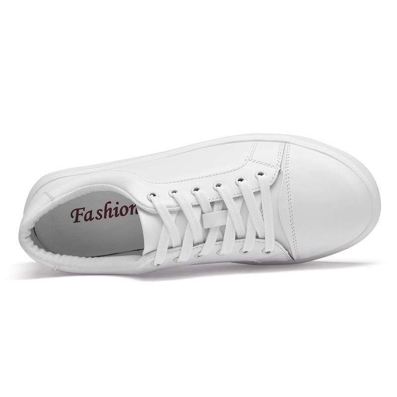 Men's Breathable White Leather Mesh Shoes - Korean Style Casual Flats, Sizes 37-46