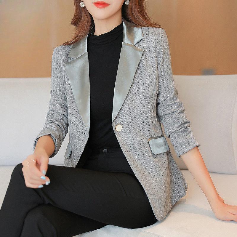 Women Blazer Jacket Autumn Spring Fashion Slim Fit Casual Office Suit Coat