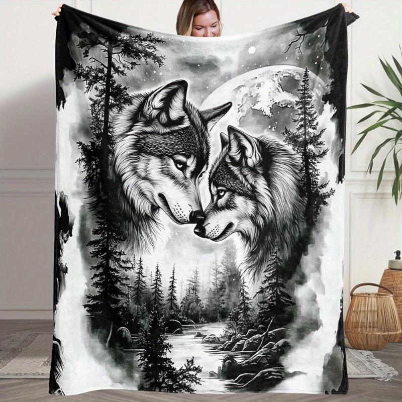 Schneewald Blauäugiger Grauwolf Realistische Decke, Warmes Wohnzimmer, Schlafzimmer Dekor, Geburtstag Cool Stilvoll Haushalts Souvenir
