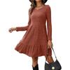 Fall Winter Women's Striped Crew Neck Knit Sweater Dress, European American Style Crossbody Women's Clothing for Women