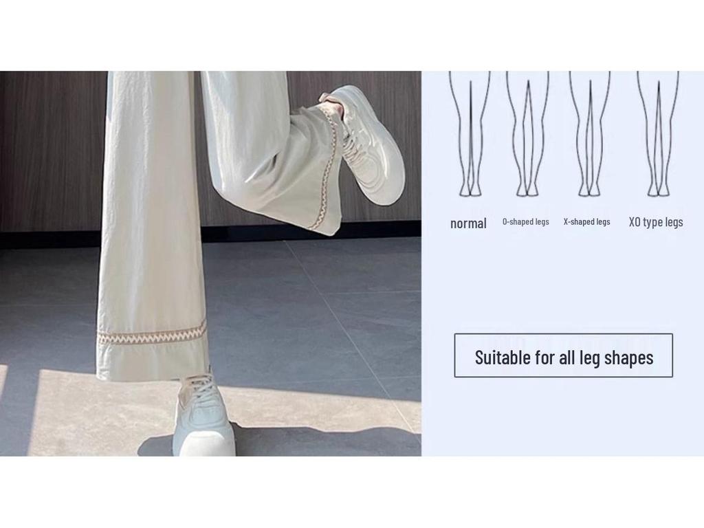 Women's High-Waisted Lace Wide-Leg Pants - Summer 2026, Versatile and Lightweight, Nine-Tenth Length