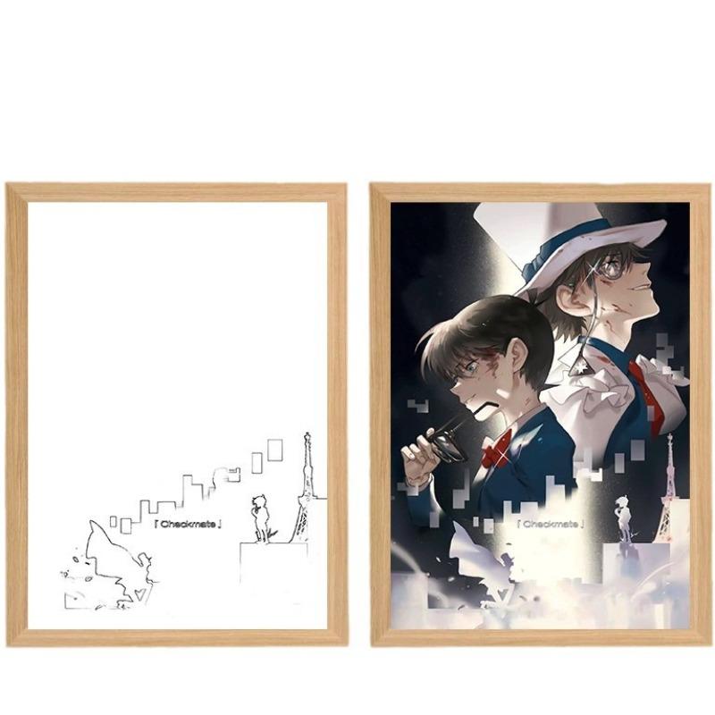 22cm/8.66in Detective Conan Cartoon Light Painting Anime Peripherals Night Lamp Bedroom Table Top Decorative Collectible Crafts