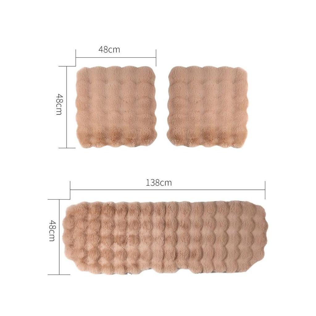 Car Seat Cushion Fur Cushion for and Rear Front and Rear 3-Piece Set, Driver, Passenger, Seats, Universal, (White) [Used]