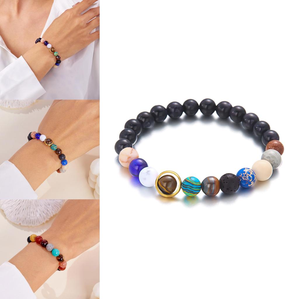 Zodiac Galaxy Beaded Bracelet With Natural Stones And Star Element For Men Women