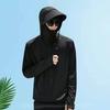 Men Summer Sun Protection Clothing Hooded Drawstring Long Sleeve UV Protection Coat Solid Color Zipper Placket Anti-UV Fishing Clothing