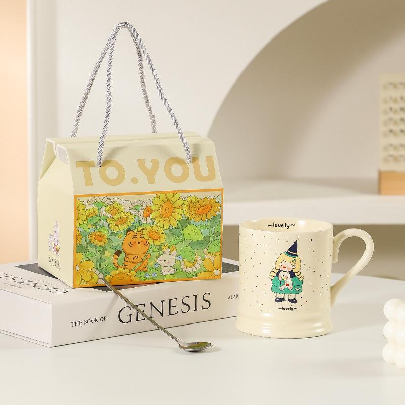 

Керамическая Рождественская кружка-сувенир для девочки-волшебницы, высокая и очень красивая, подарочная коробка, милая чашка для лучших друзей, подарок 301-400ml