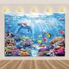 Marine Life Exploration Ocean Theme Series Birthday Party Decoration Background Cloth Gift Underwater Banner Photography Studio