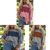 Polyester Striped Casual Long Sleeve T Shirt For Women With Color Block Design For Spring
