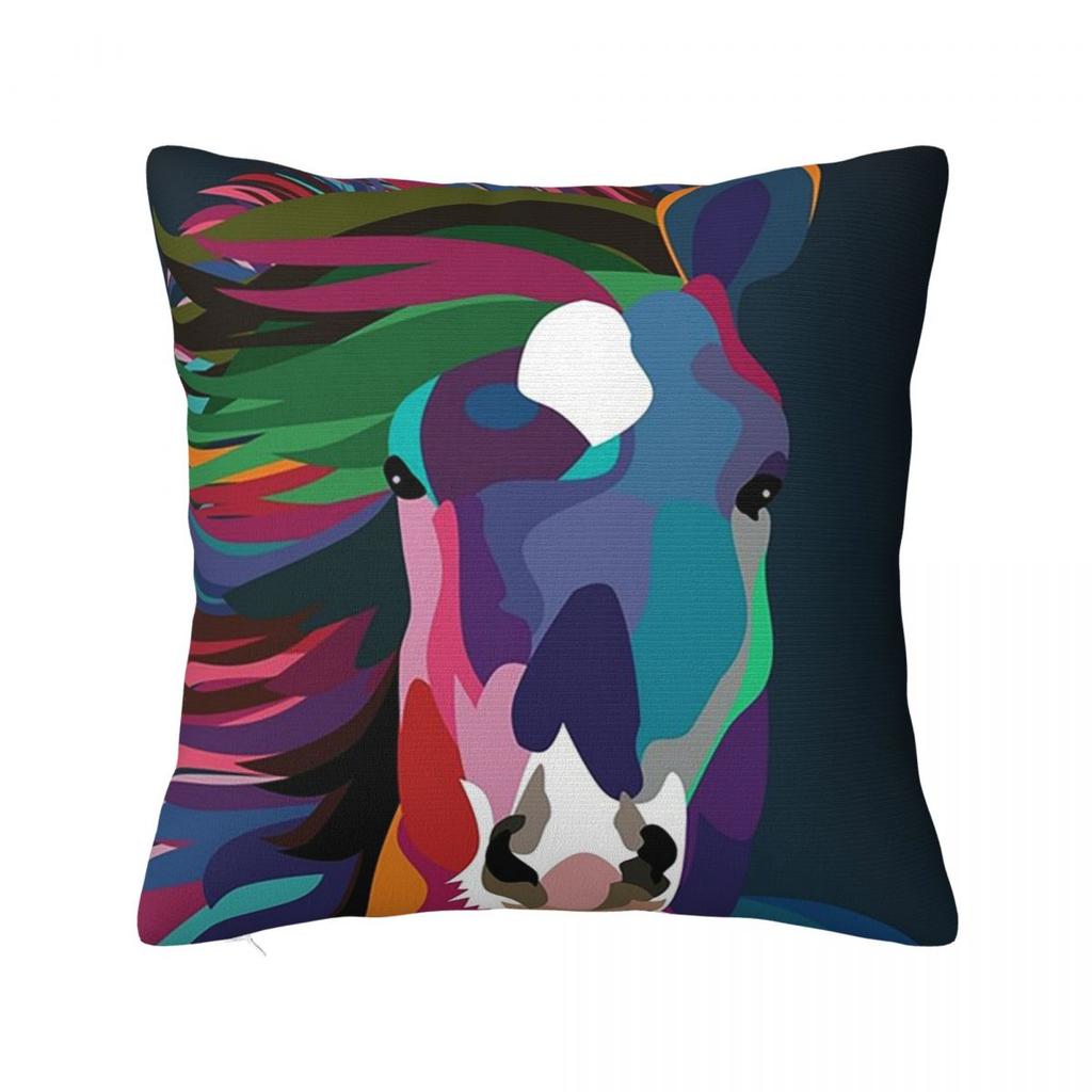 Horse Running Square Pillowcase Pillow Cover Polyester Cushion Decor Comfort Throw Pillow for Home Bedroom