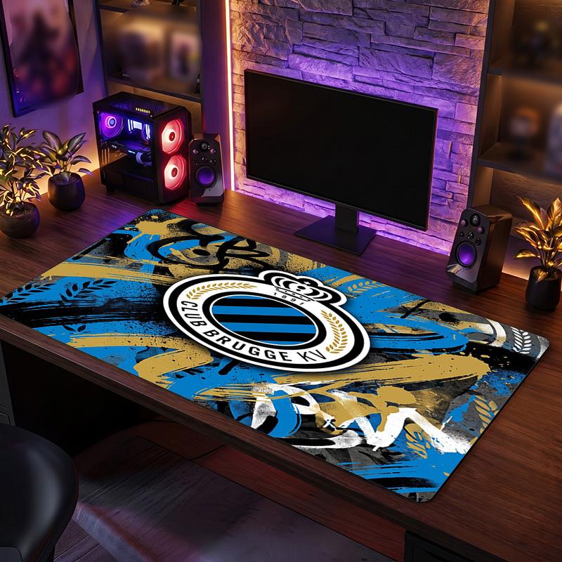 Club Brugge FC Theme Pattern Mouse Pad, Soccer Logo Design XXL Gaming Desk Mat Non-Slip Computer Mouse Pad