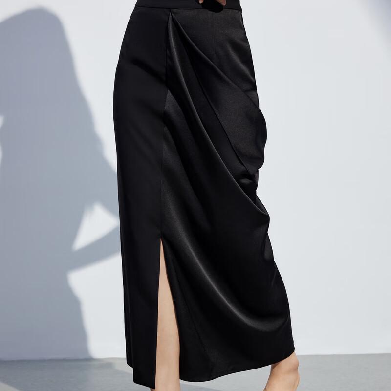 

Sancai Women s H-Line Spliced Slit Midi Skirt S