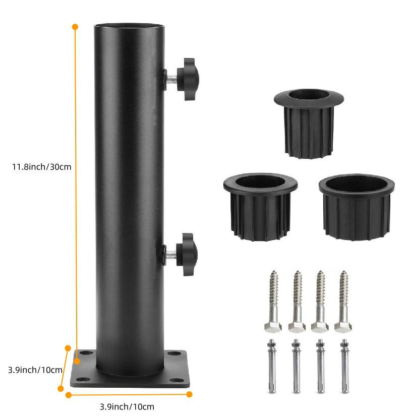 Cement Floor Deck Umbrella Stand Clip Holder - Four-Hole Iron Pipe Base Accessories