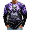 Men's Long Sleeve T‑Shirt Ghost Scarecrow Pumpkin Moon Dead Tree Halloween Print Crew Neck Casual Top