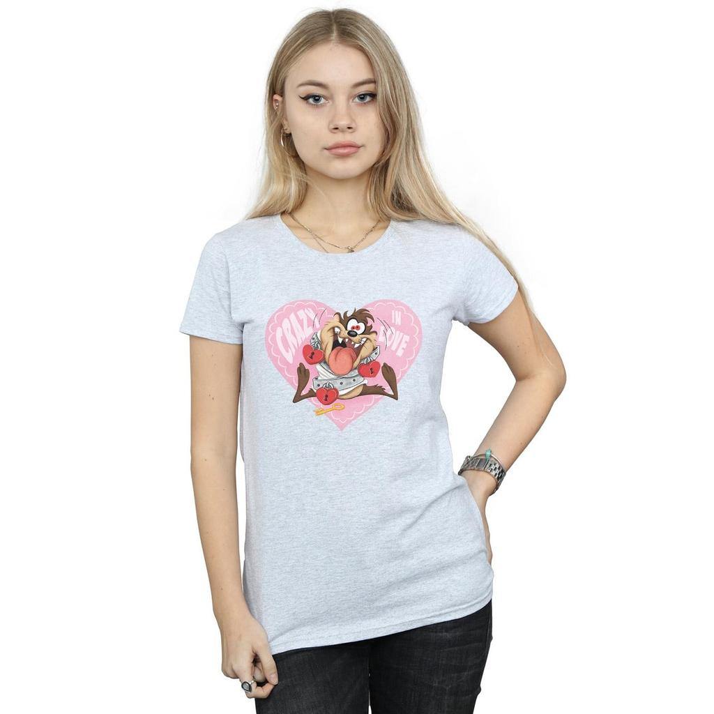 Looney Tunes Womens/Ladies Taz ValentineÂ´s Day Crazy In Love Cotton T-Shirt