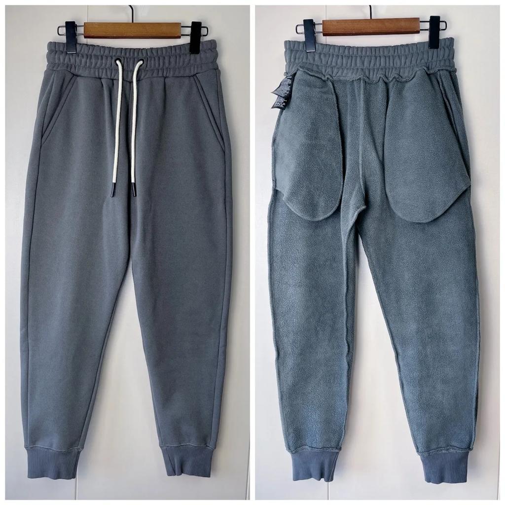 Cotton Polar Fleece Thickened Nine-point Leggings Men's Autumn and Winter Plus Velvet Elastic Waist Casual Trousers