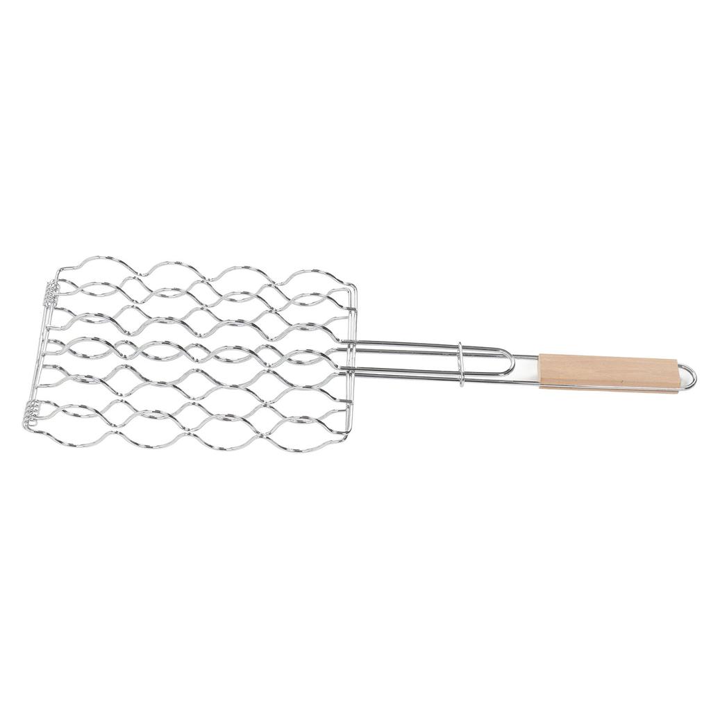 Corn Grilling Basket Stainless Steel Beech Wood Handle Even Heat Distribution 4 Corns Capacity Grilling Holder for