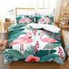 Flamingo Bettbezug Tropische Palmenblätter Bettwäschebezug Polyester 3D Blumiges Bettwäsche-Set Twin King Für Mädchen Jungen Zimmerdekor