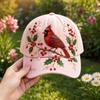 Baseballpet voor Dames, Baseballpet met Geborduurde Bloemen- en Vogelpatroon, Verstelbare Pasvorm Tuinzonnehoed voor Lente Zomer Buiten