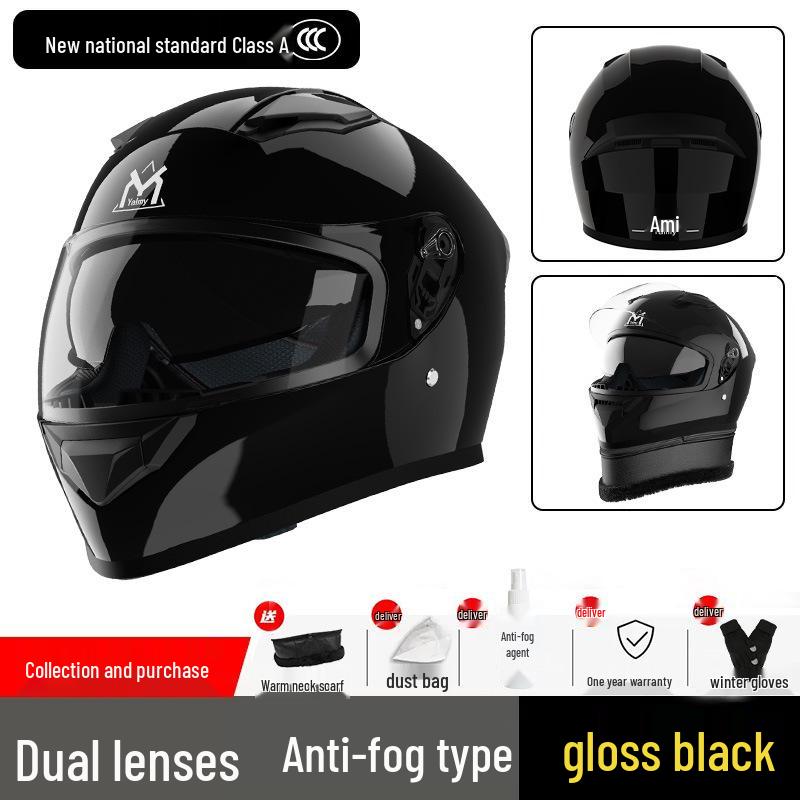 3C Certified Full Face Electric Vehicle Helmet - Winter Anti-fog, Warm, Universal for Men & Women, Cycling Safety