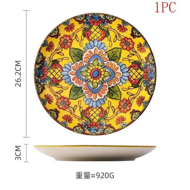 Bohemian Ceramic Plate Home Western Cuisine Plate Creative Cuisine Plate Restaurant