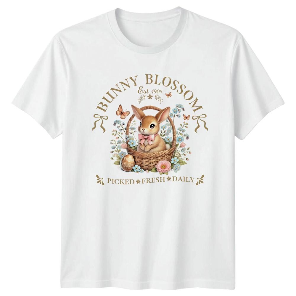 Bunny Blossom TShirt Easter Picked Fresh Daily Rabbit Basket Tee S