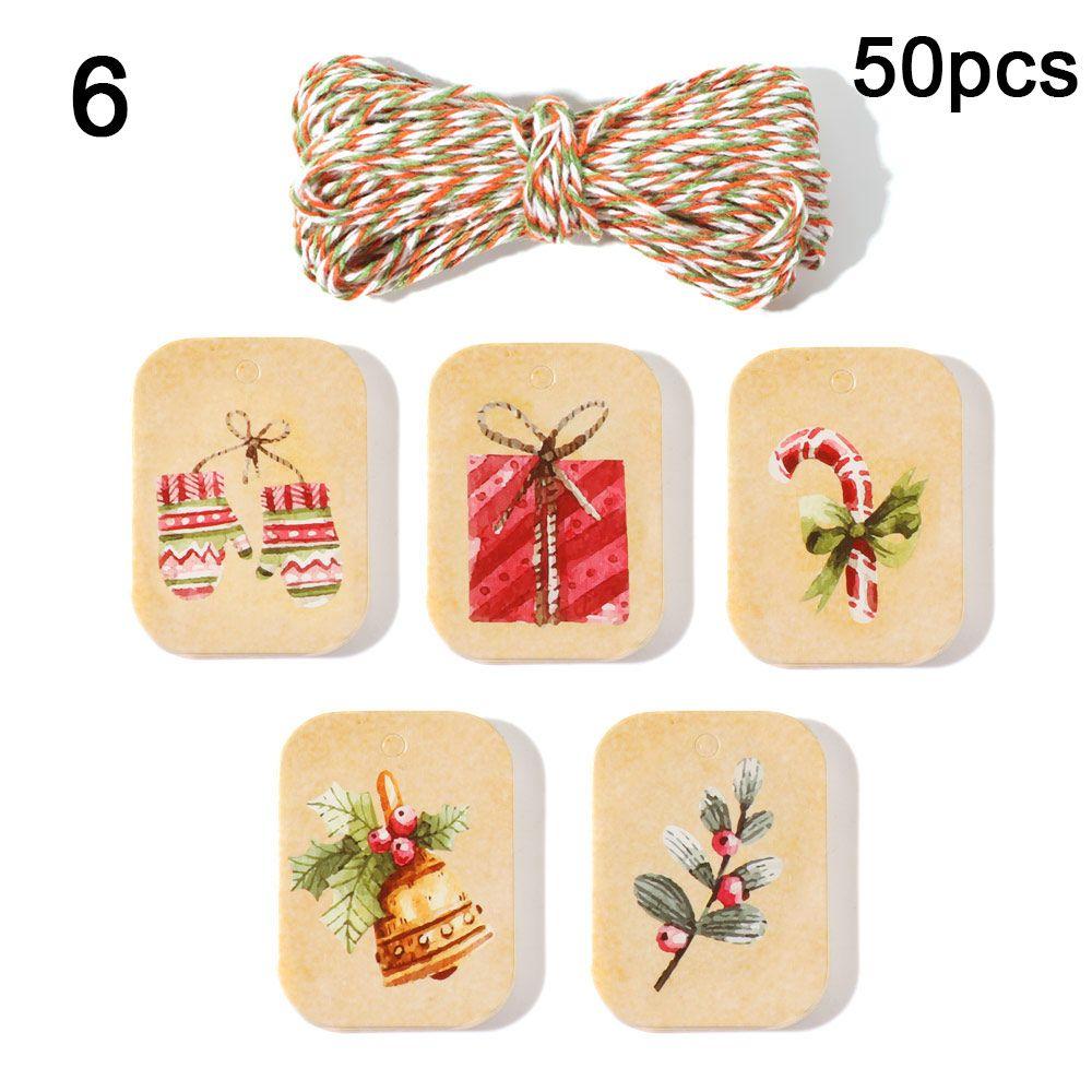 48/50pcs Party Cards Xmas Decoration Wrapping Supplies Christmas Labels Hang Tags Kraft Tag Gift Wrapping