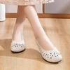 Spring and summer four seasons 2025 new mother middle-aged and elderly comfortable embroidery hollow flat bottom casual Doudou women's shoes