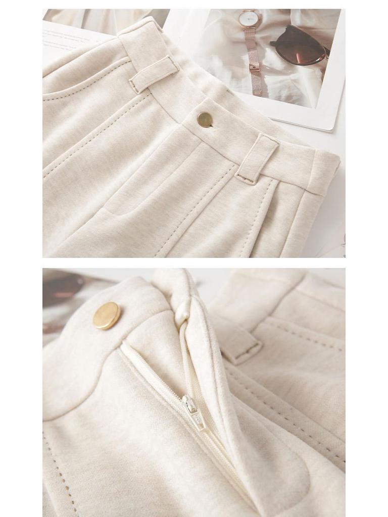 Women's Slim Fit Acetate Wool Cigarette Pants - Autumn/Winter Straight-Leg Casual Trousers