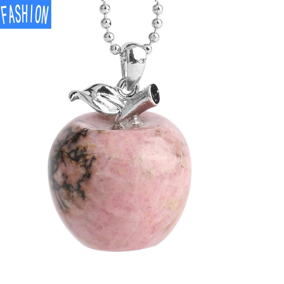 Natural Crystal Apple Pendant Summer Bead Chain Necklace Women'S European And American Fashion