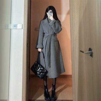 Gray Woolen Coat for Women's Mid-length Autumn and Winter New Wool Coat for Winter Small Body Korean Style