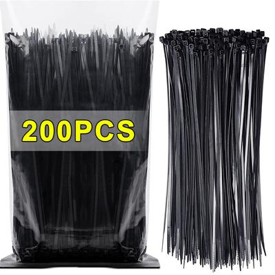 200/100 Stück Nylon-Kabelbinder, verstellbar, selbstsichernde Kabelbinder, Befestigungsschlaufe, wiederverwendbare Kunststoff-Kabelbinder für Zuhause und Büro