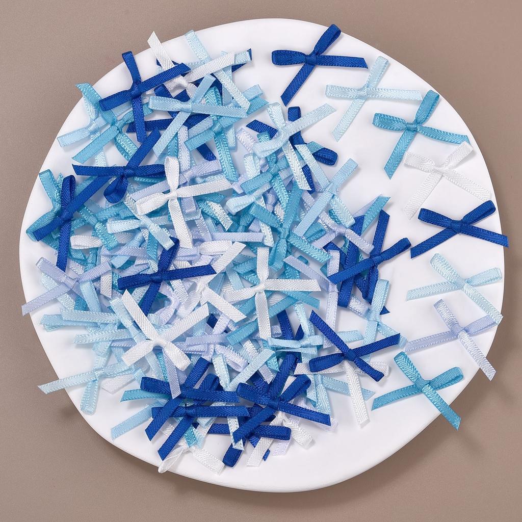100Pcs 3mm Ribbons Mini Satin Ribbons Flowers Bows Ties DIY Craft Scrapbooking Embellishment Accessories Christmas Decorations