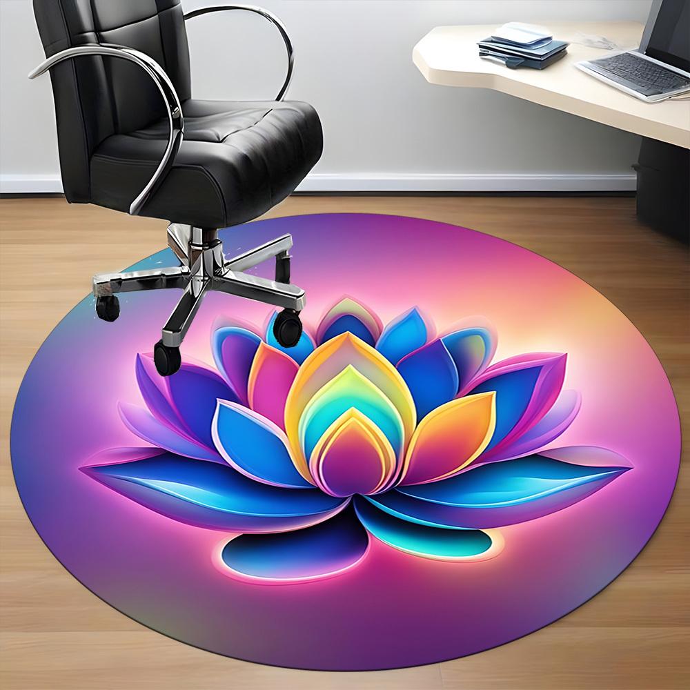 1pc Lotus Flower Decorative Office Round Rug, Carpet for Office, Gaming, Lightweight Round Floor Mat yy260208067