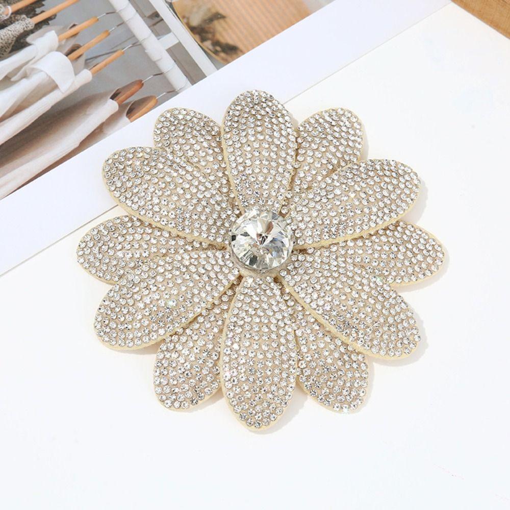 Clothing Embellishment Rhinestone Flower Patches Headband Accessories Fabrics for Dress Decoration