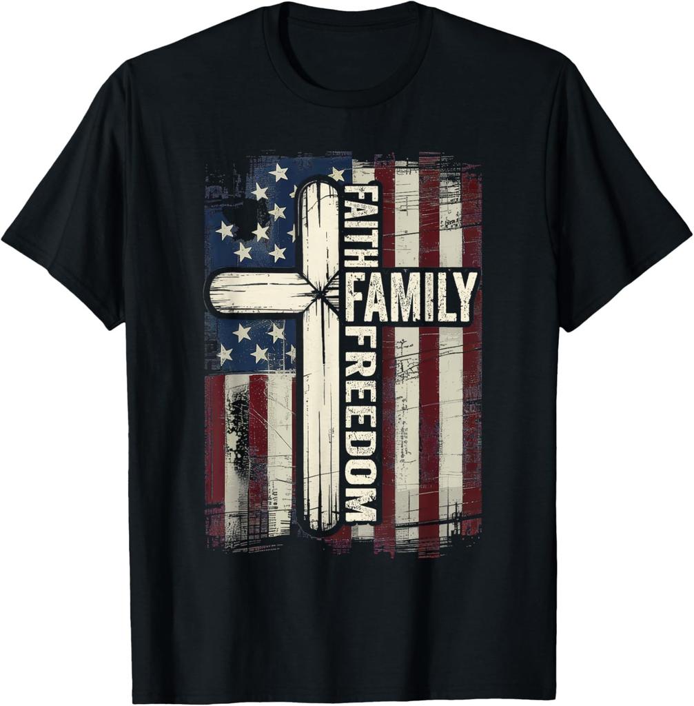 Faith Family Freedom Patriotic American Flag Unisex T-Shirt