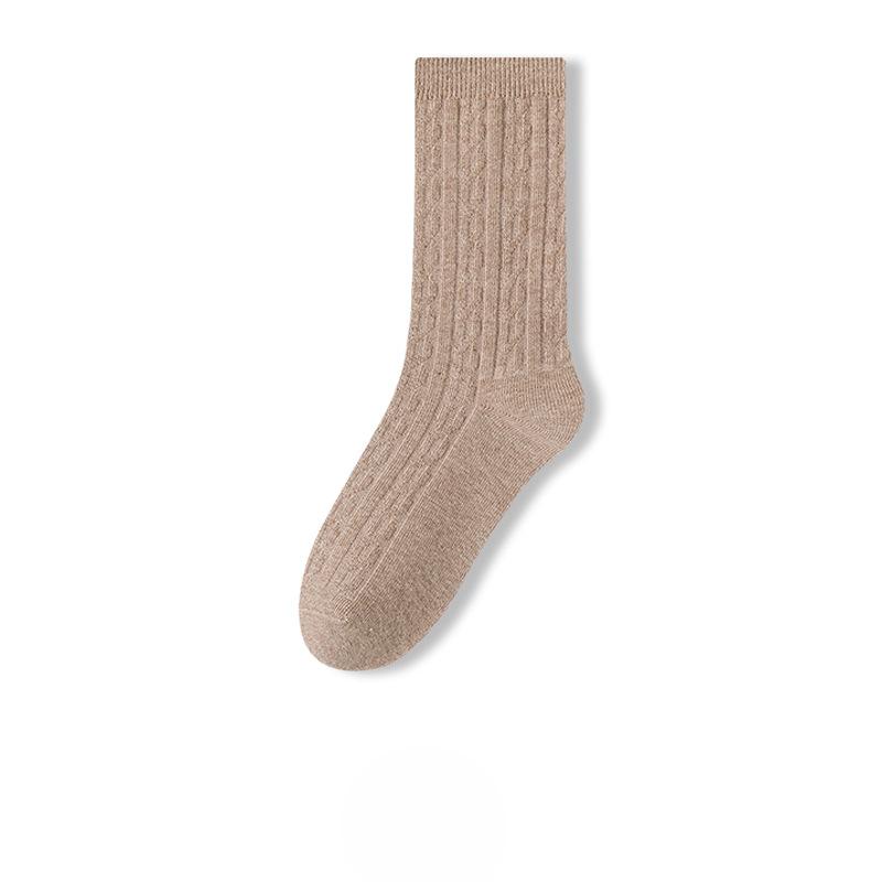 Female Spring and Autumn New Comfortable All Match Pure Color Hemp Boneless Sweat Absorbing Tube Socks