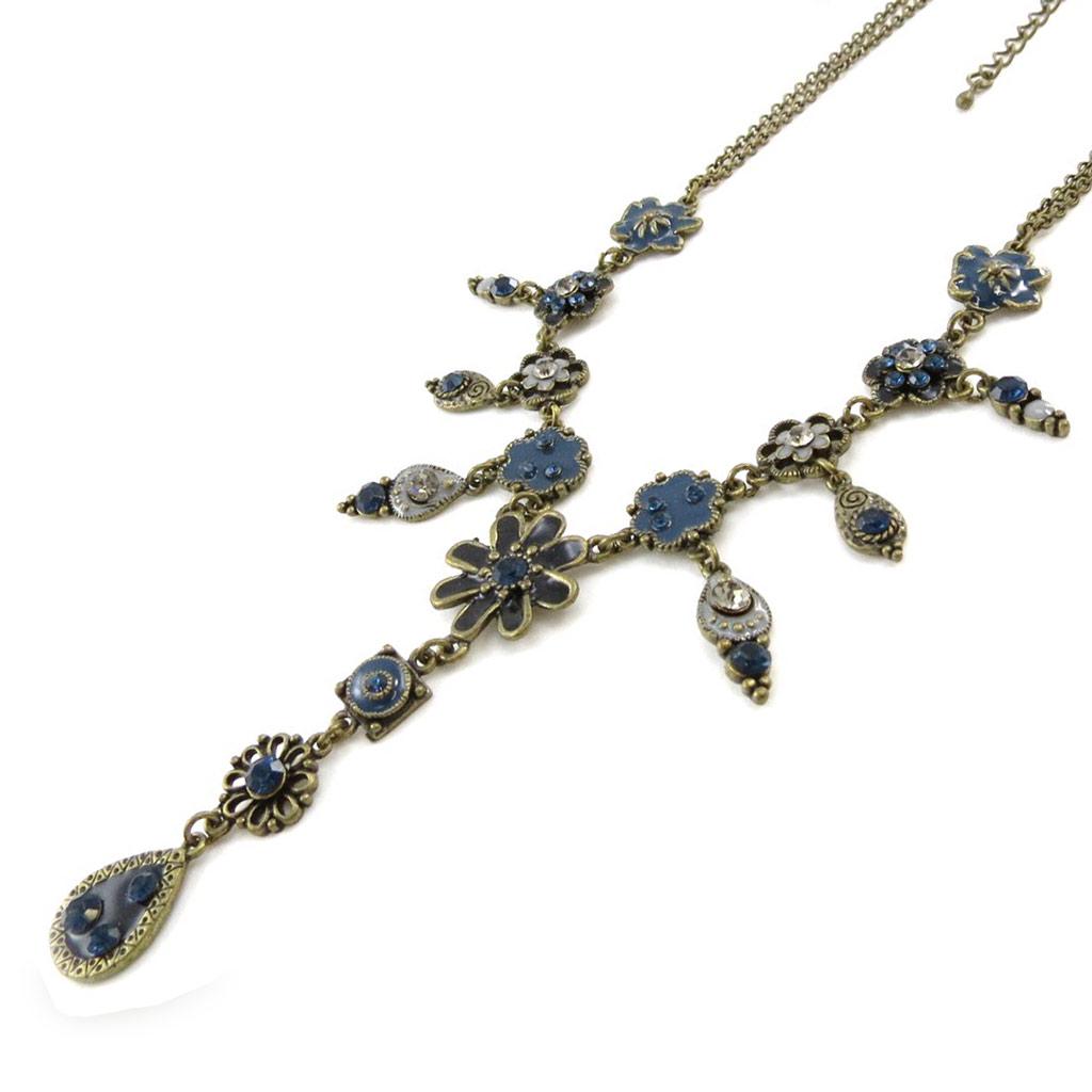 Les Trésors De Lily [E5722] - Designer Necklace 'Fleurettes' Navy