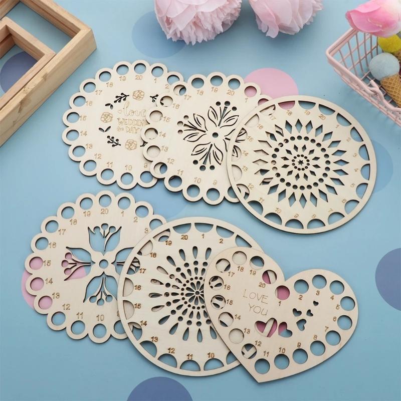 Portable 6Pieces Solid Wood Craft Storage Box for Crosses Stitching Supplies and Sewing Accessories Organization