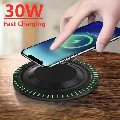 Support de Chargeur Sans Fil 30W pour iPhone 15 14 13 X Samsung Xiaomi Écouteurs Chargeurs de Téléphone Induction Station d'Accueil à Charge Rapide