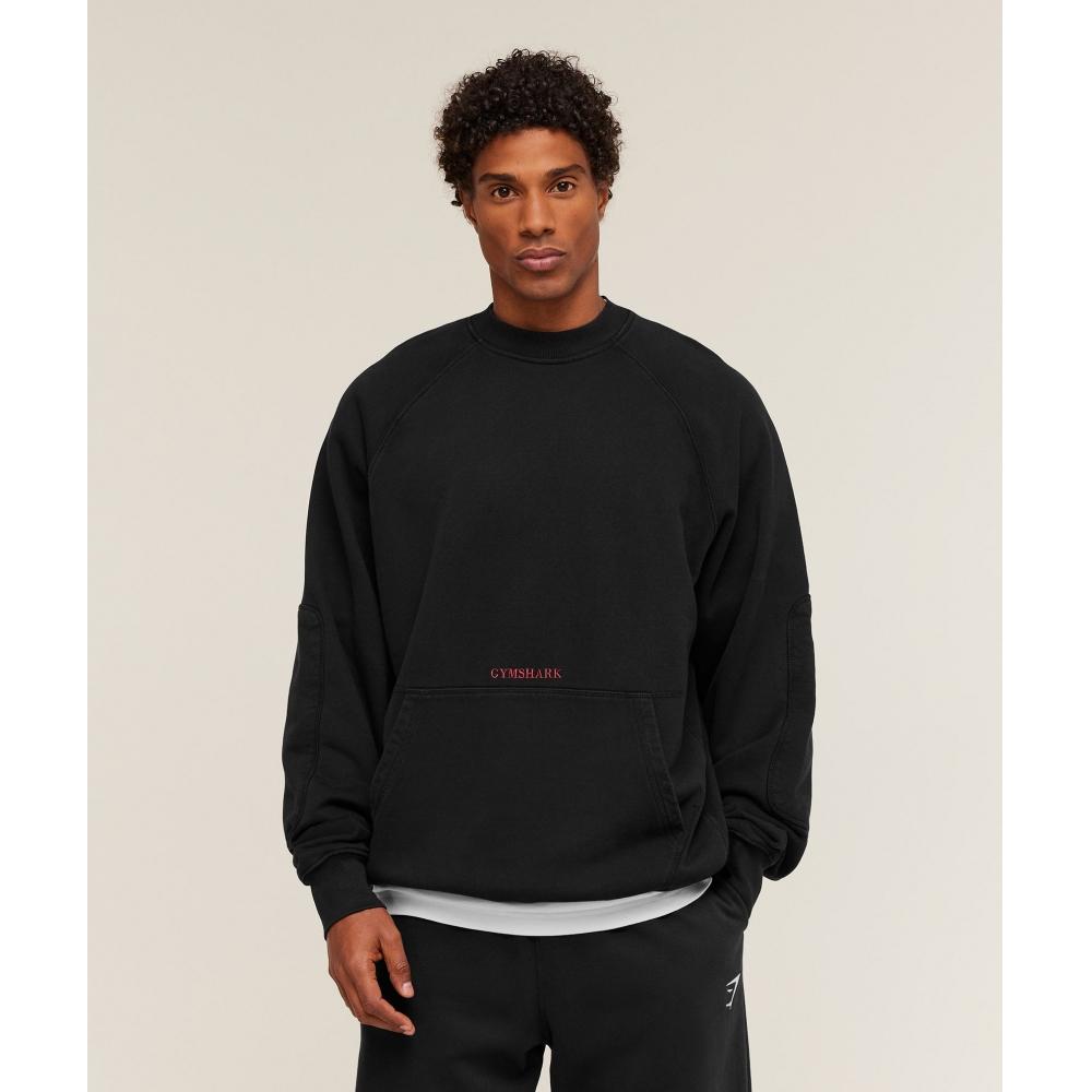 Gymshark Premium Heavyweight Crew Black A3b6x Bb2j