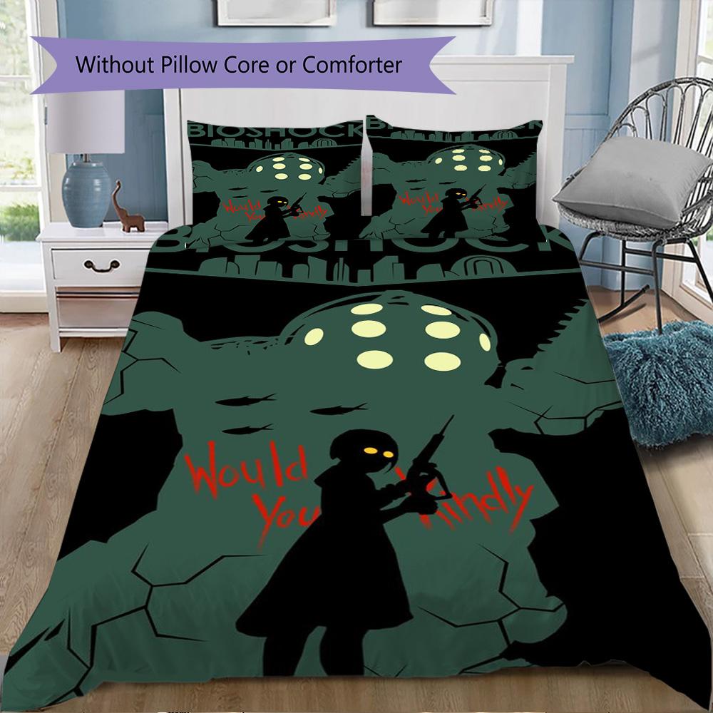 BioShock Pattern Bedding,Quilt Set Quilt Cover Pillowcase Home Birthday Gift (1*duvet cover+2*pillowcase,without core)SSJT0917058