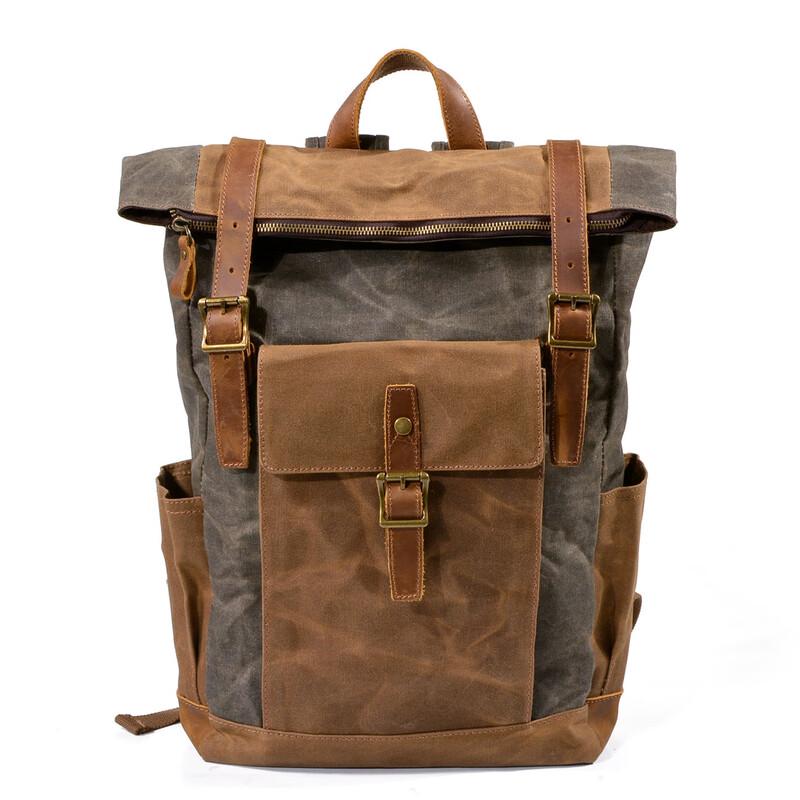 Men's Waxed Canvas Waterproof Travel Backpack
